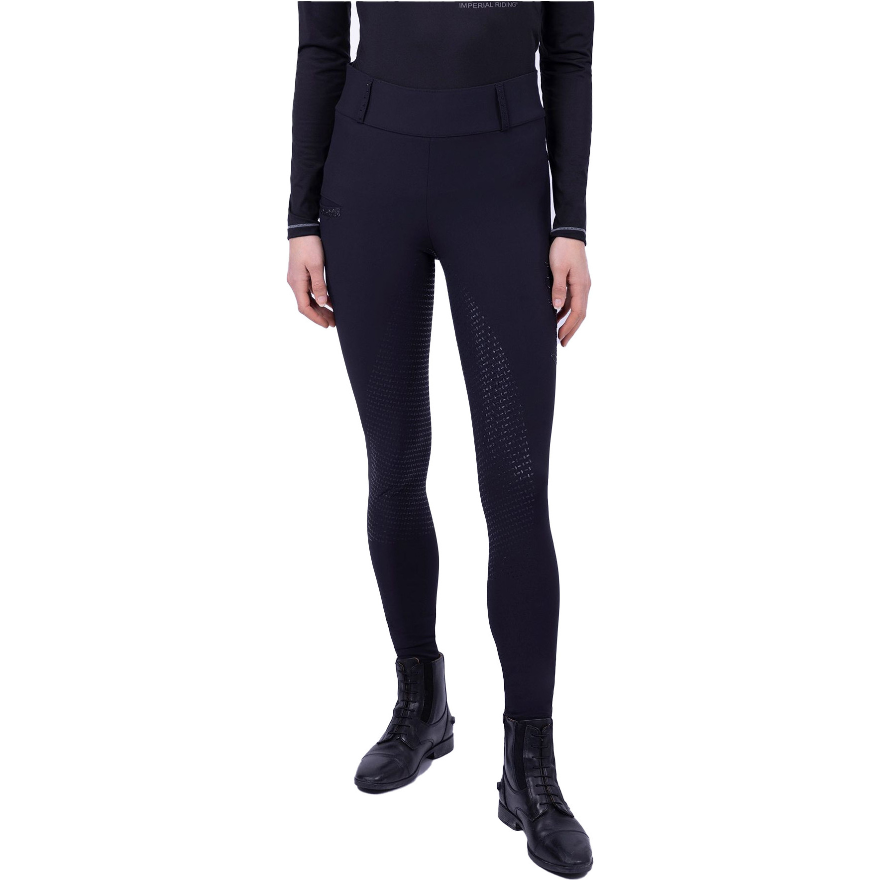 Imperial Riding Womens Shiny Sparks Full Grip Riding Tights KL44322008 - Black